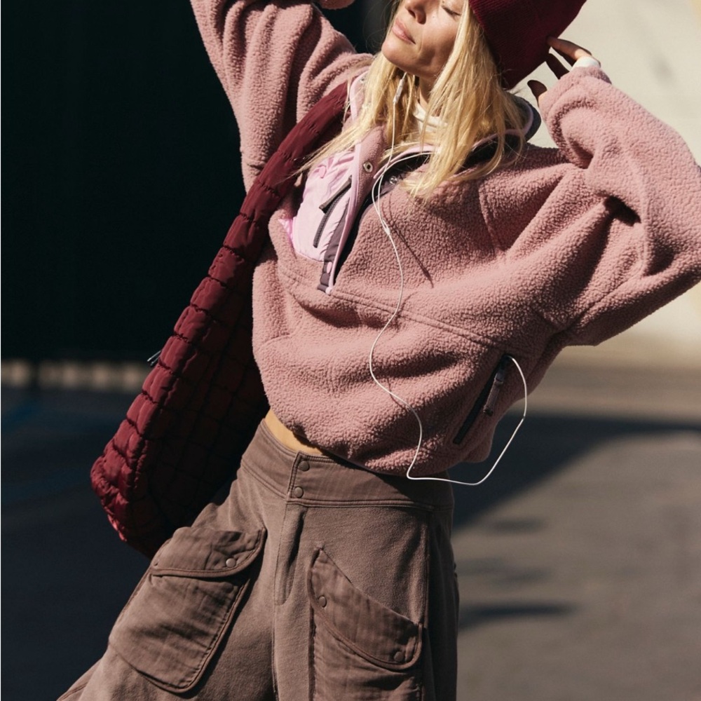 Free People Movement Hit the Slopes Colorblock Pullover- Aged Brick Combo